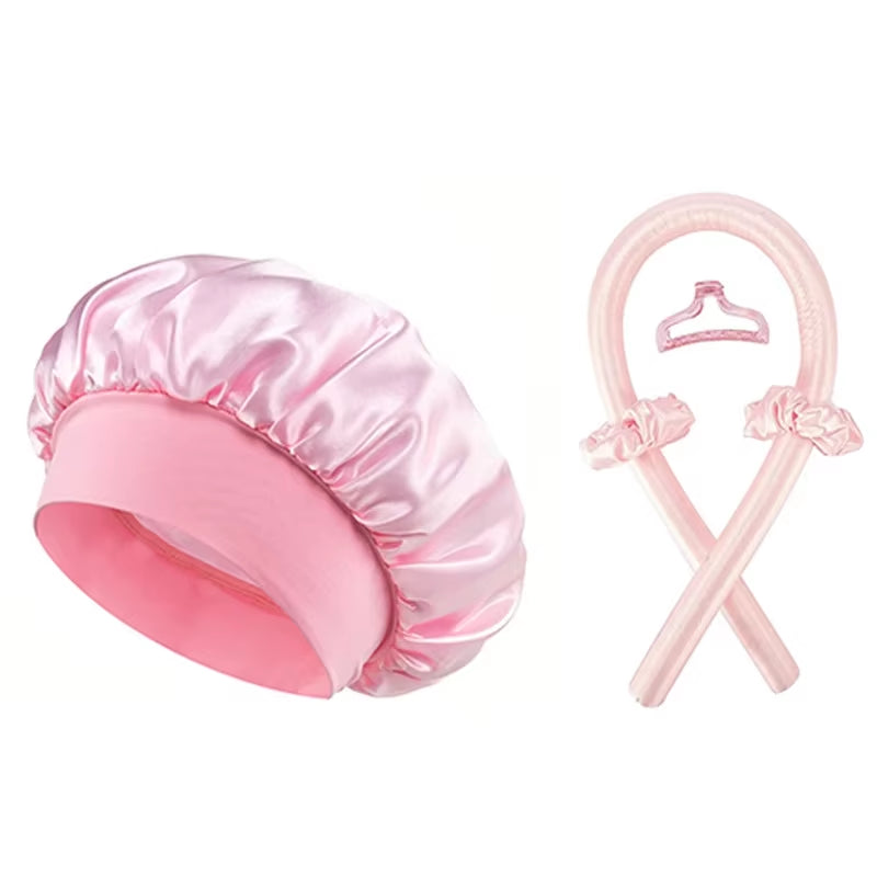 Heatless Hair Curler Set – Satin Sleep Cap & Clips – image 6