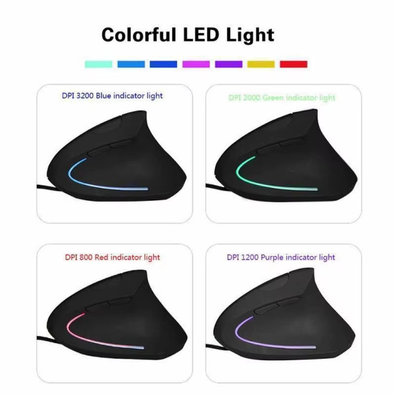 Vertical Ergonomic Mouse - Wired USB RGB with Adjustable 3200 DPI – image 3
