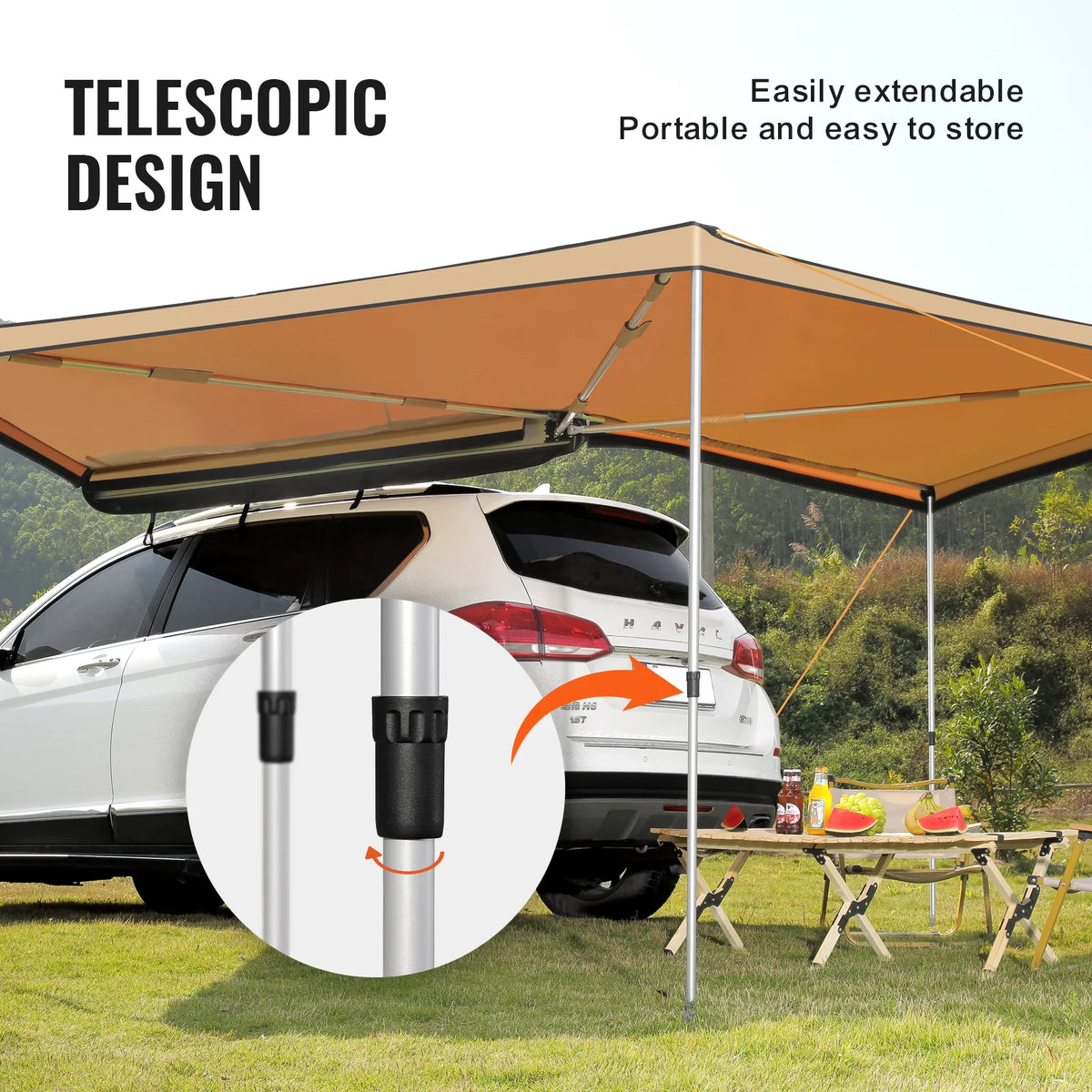 Car Side Awning 270 Degree, 8.2 ft Retractable Vehicle Awning – image 4