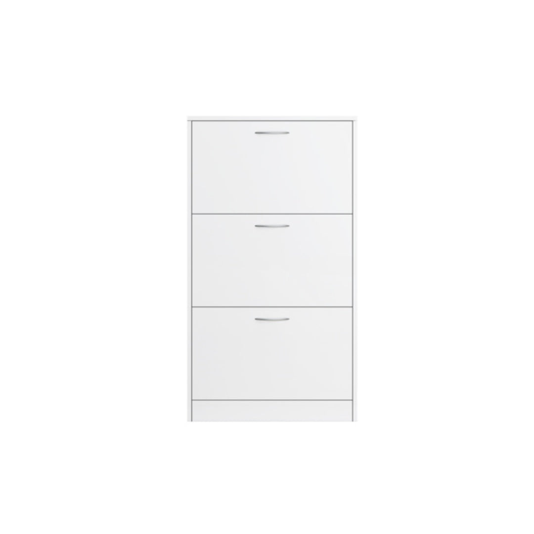 Shoe Cabinet for Entryway, Narrow 3-Drawer Flip-Down Storage, White – image 4