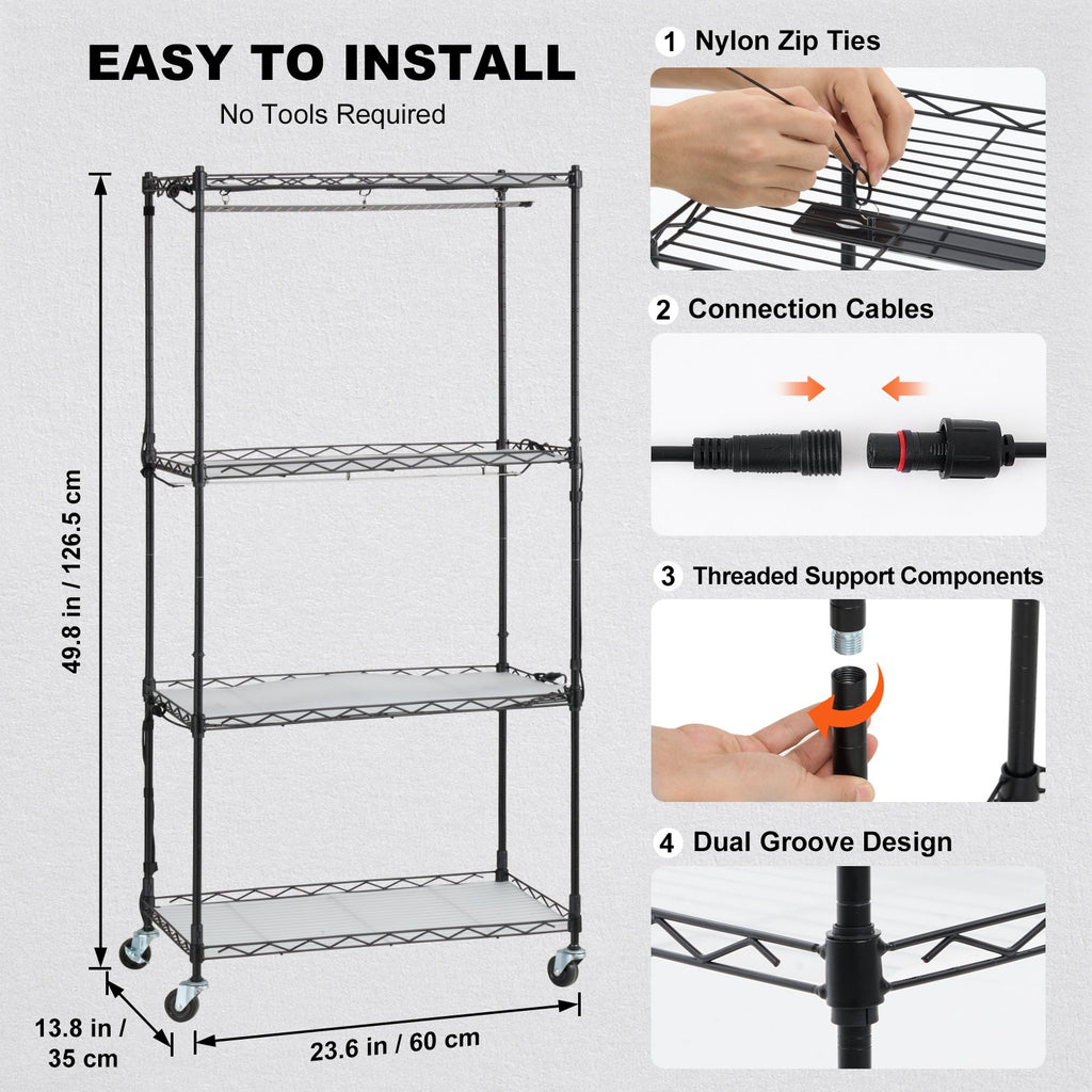 4-Tier Plant Stand with 45W Grow Light, Timer and Wheels – image 5