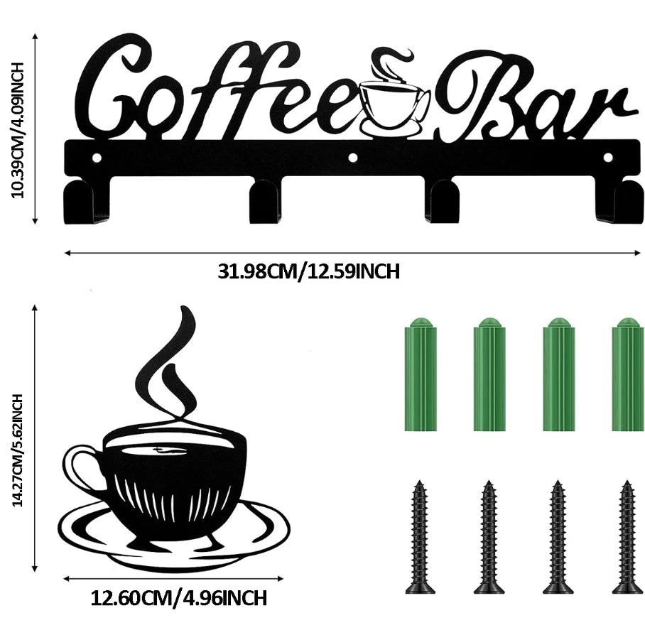 Wall Mounted Coffee Mug Rack with Hooks – image 2