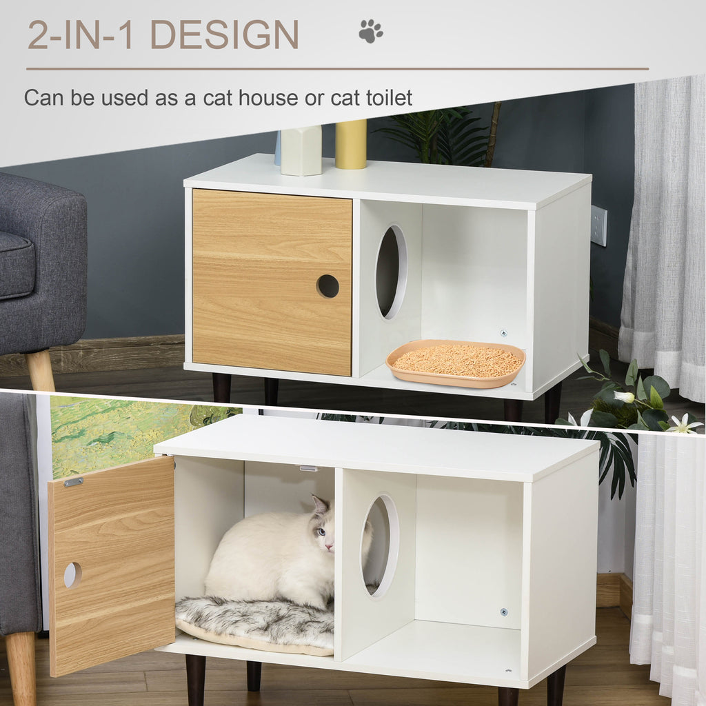 Wooden Cat House Side Table with Soft Cushion and Raised Legs – image 4