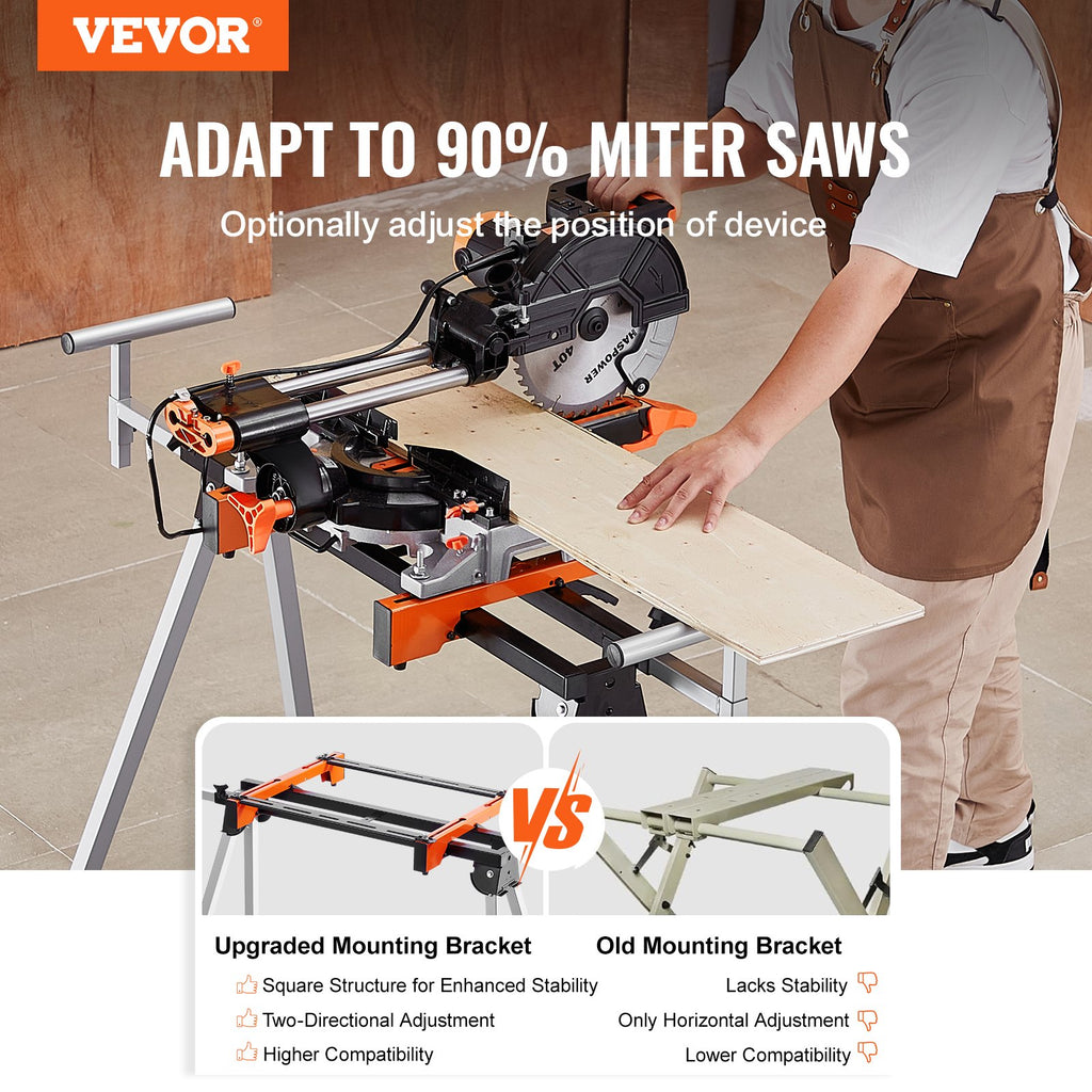 Miter Saw Stand Collapsible Steel, 300 lb Capacity, Adjustable – image 3
