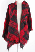 Plaid Winter Scarf, Oversized 27 x 80 in, Red or White