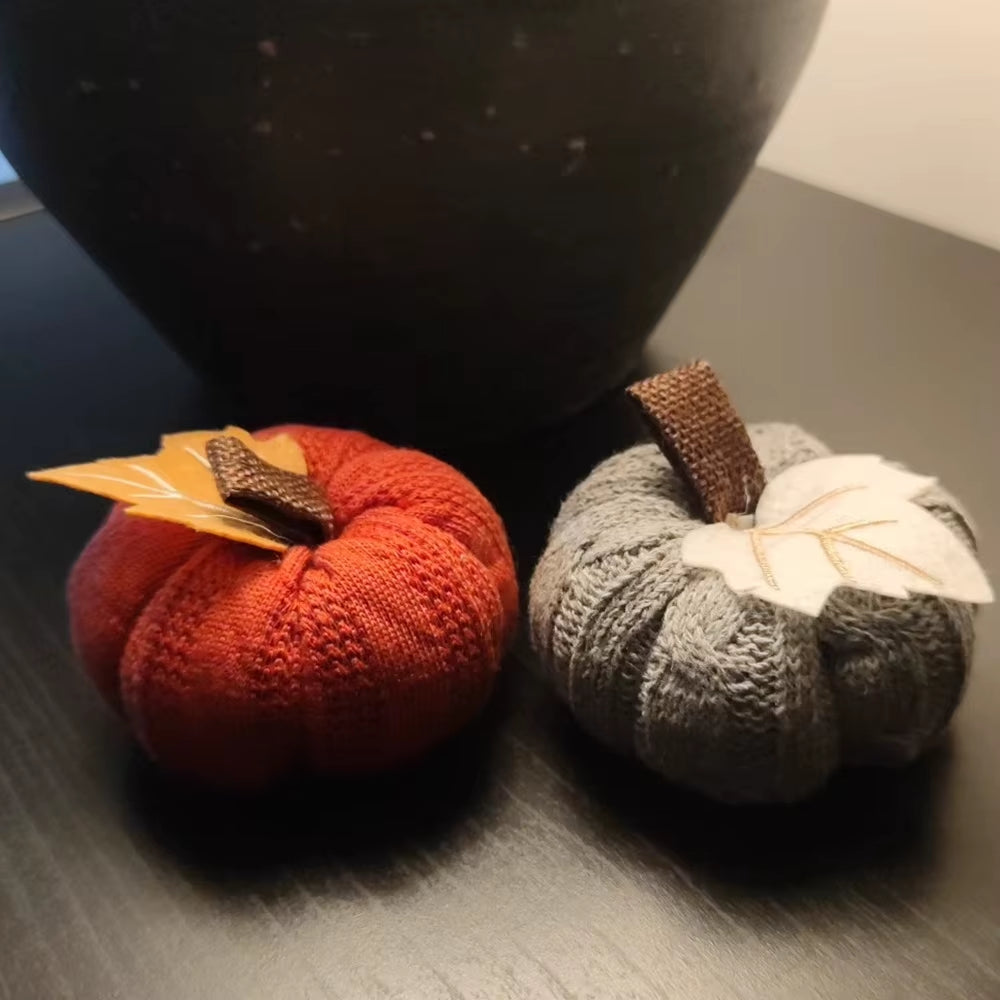 Knitted Pumpkin Decor Set of 3 - Fall Harvest Table and Shelf Accents – image 5