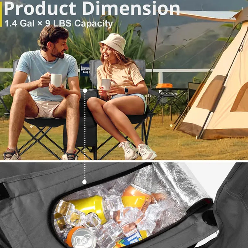Double Folding Camp Chair with Removable Sun Umbrella – image 5