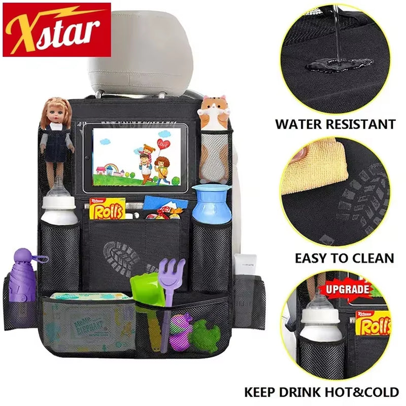 Backseat Organizer with Tablet Holder - Multi-Pocket Kick Mat – image 2