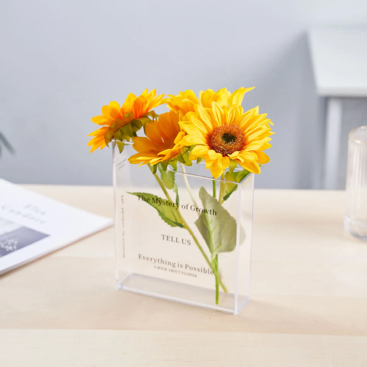 Clear Acrylic Book Vase - Bookshelf Flower Vase, Book Lover Gift – image 5
