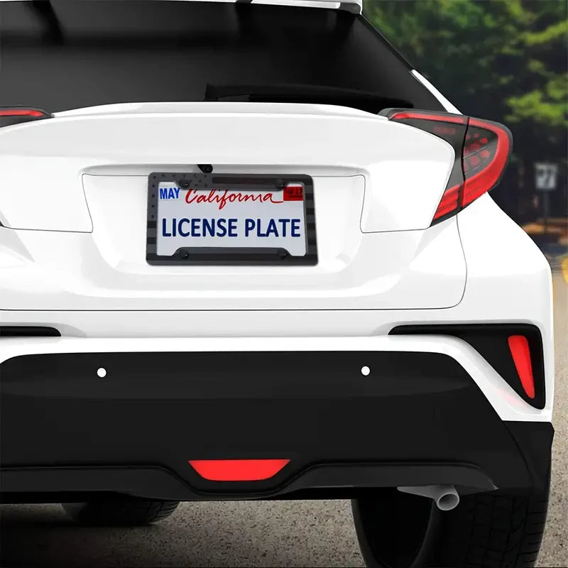 License Plate Frame, Black American Flag 3D Design – image 3