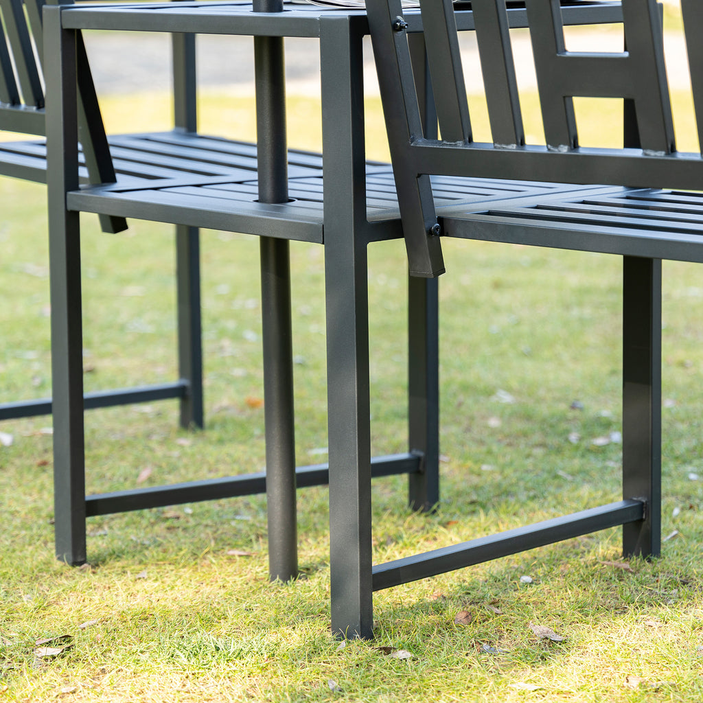 Metal Garden Bench with Center Table, 2-Seat Patio Tete-a-Tete – image 8