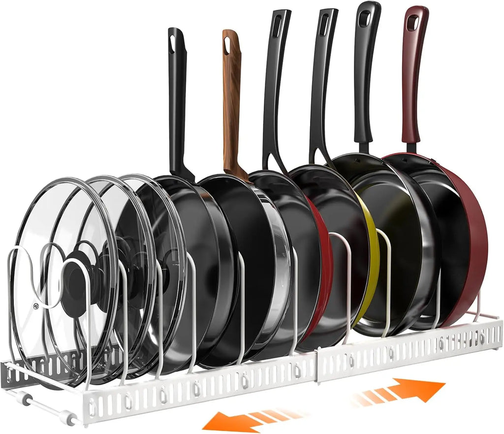 Pot and Pan Organizer Rack, Expandable with 10 Adjustable Dividers