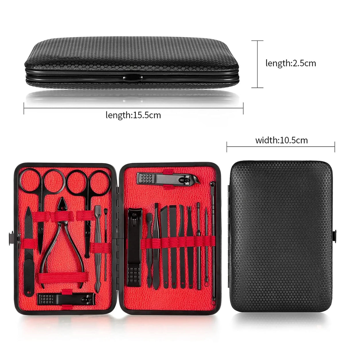 18-Piece Stainless Steel Manicure Pedicure Kit with Travel Case – image 7