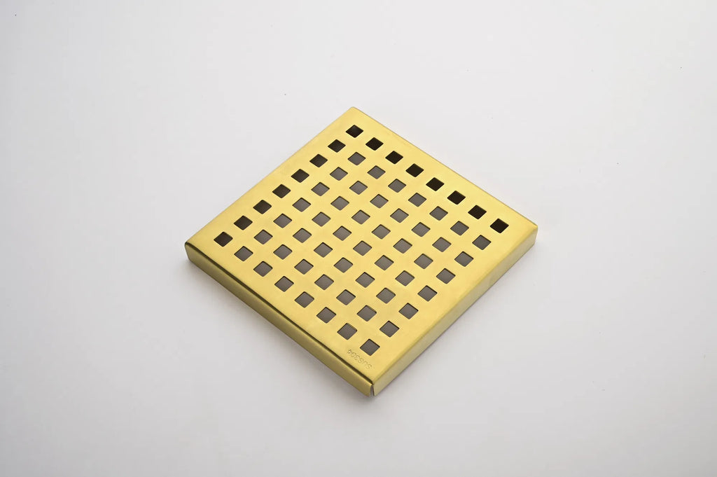 6 Inch Square Stainless Steel Shower Floor Drain, Removable Grate