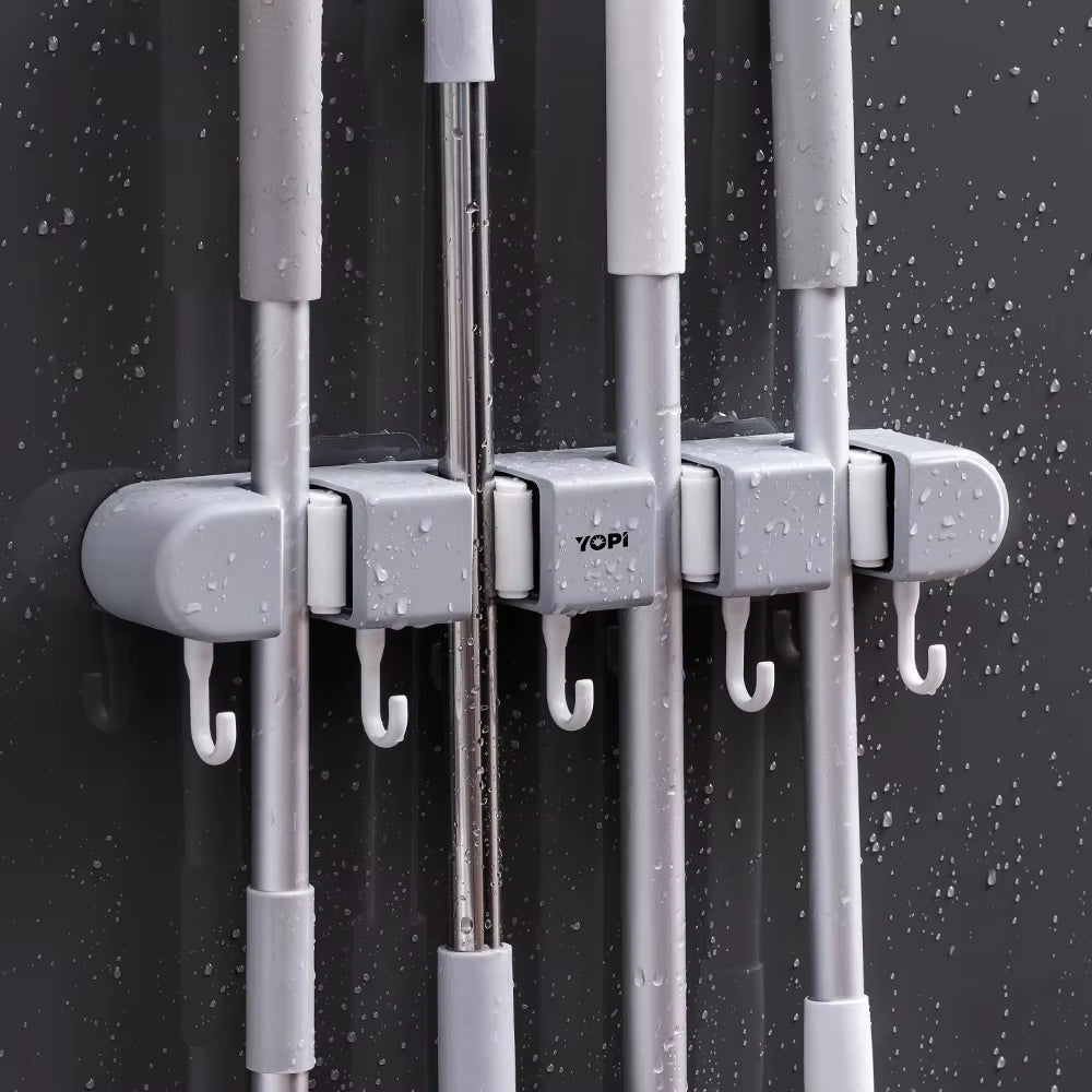 Self-Adhesive Wall Mop & Broom Organizer Rack