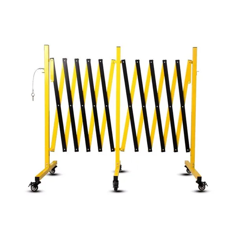 17 FT Metal Expandable Barricade with Casters, Portable Driveway Gate