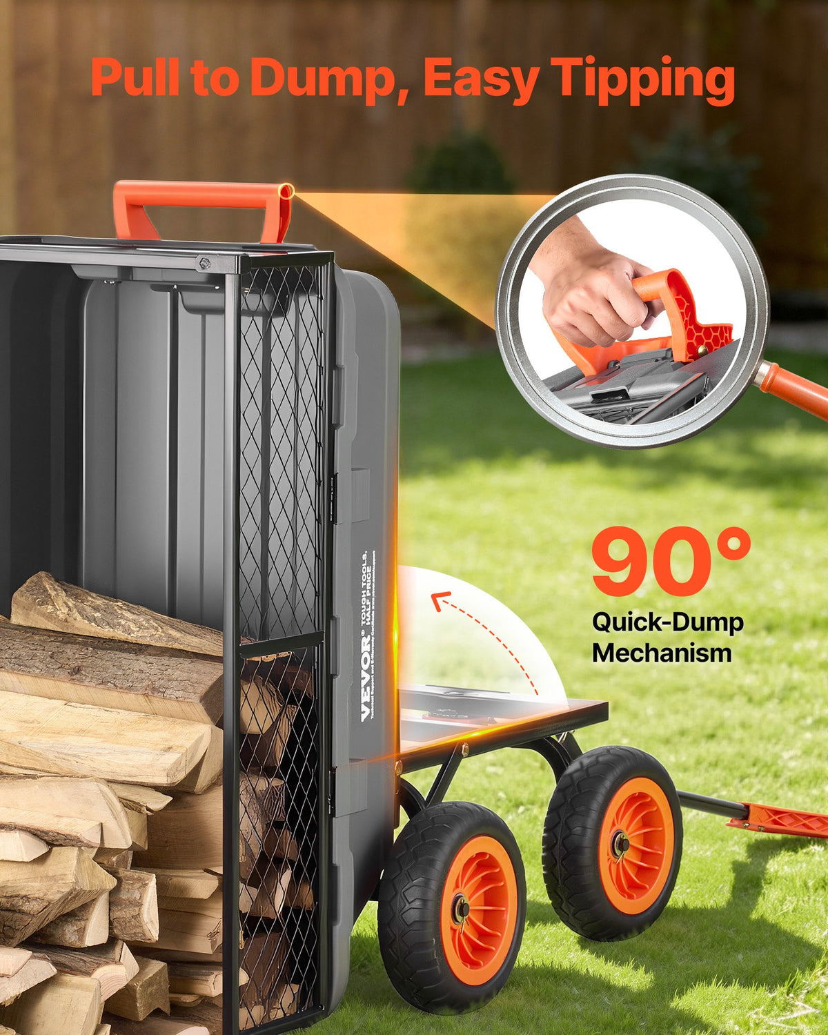 Garden Dump Cart, 800 Lb Poly with Removable Side Fence – image 4