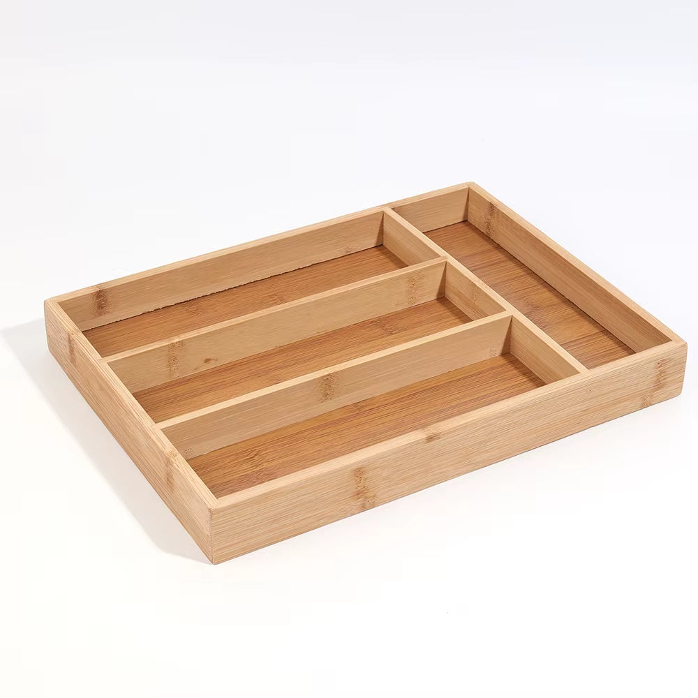 Bamboo Cutlery Tray - Kitchen Drawer Silverware Organizer 13x9.5in – image 6