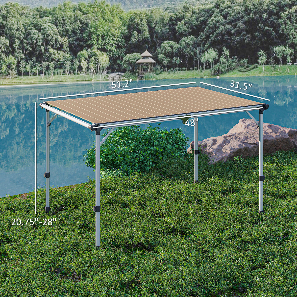 Adjustable Height Aluminum Folding Camping Table, 48 x 32 in – image 2