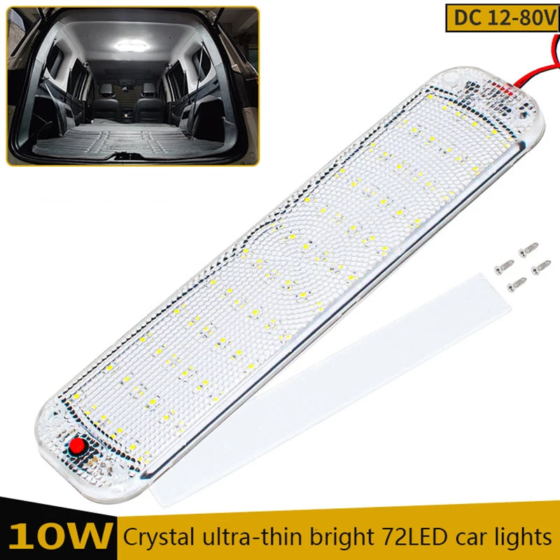 72 LED Interior Light Bar 12-80V with Switch for Cars, Vans, RVs – image 2