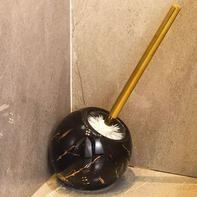 Toilet Brush with Marble-Look Ceramic Holder