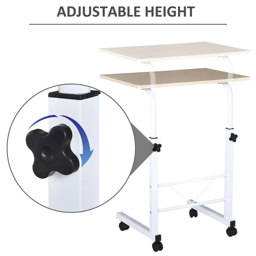 C-Shaped Mobile Laptop Desk with Wheels, Adjustable Height, Natural – image 5
