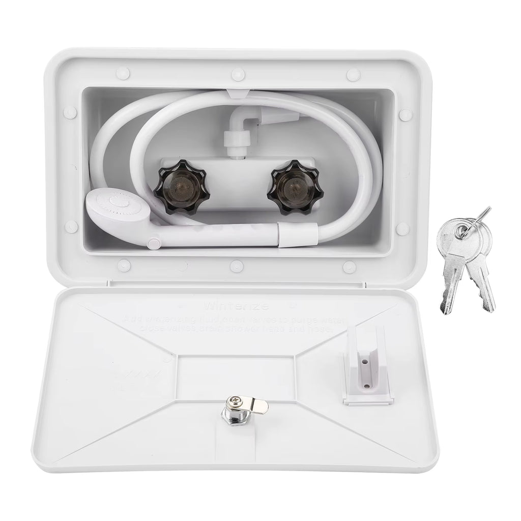 RV Exterior Shower Box Kit with Hose, Sprayer and Lock