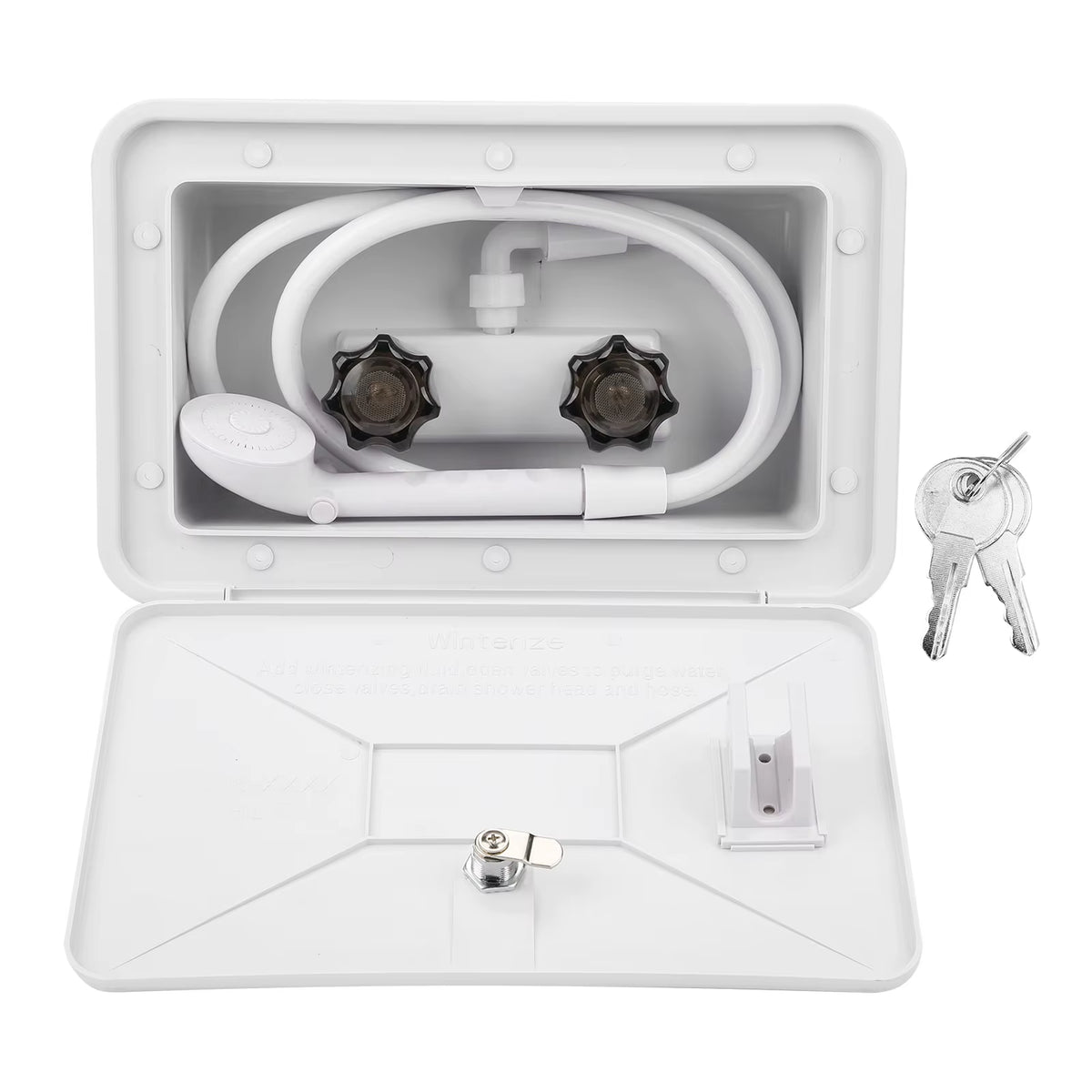 RV Exterior Shower Box Kit with Hose, Sprayer and Lock