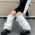 Leg Warmers Faux Fur Trim Knit for Women One Size