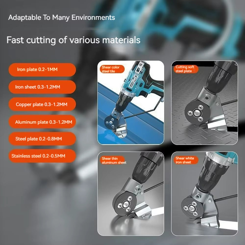 Drill Attachment Metal Sheet Nibbler - Plate Cutter Shear Tool for Power Drills