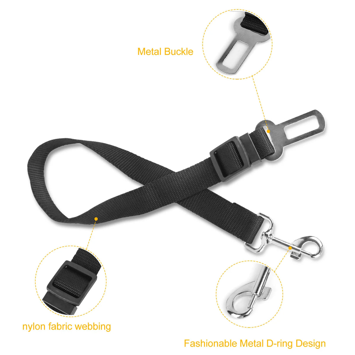 2-Pack Adjustable Pet Car Seat Belt Leads – image 2