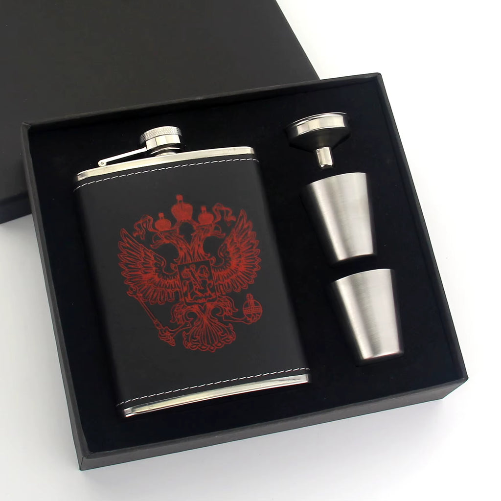8 oz Stainless Steel Hip Flask Gift Set with Funnel and 2 Cups