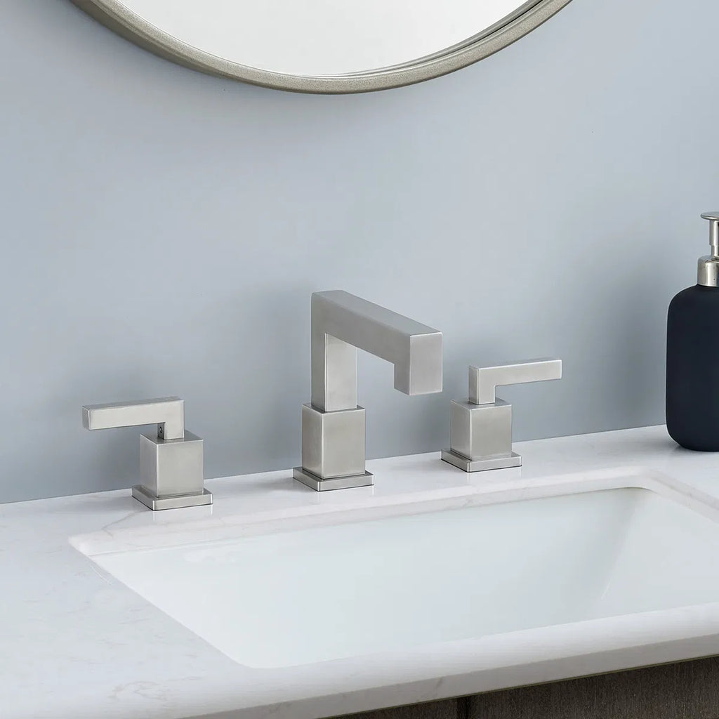 Widespread Waterfall Bathroom Faucet, 2-Handle 3-Hole, Brushed Nickel – image 8