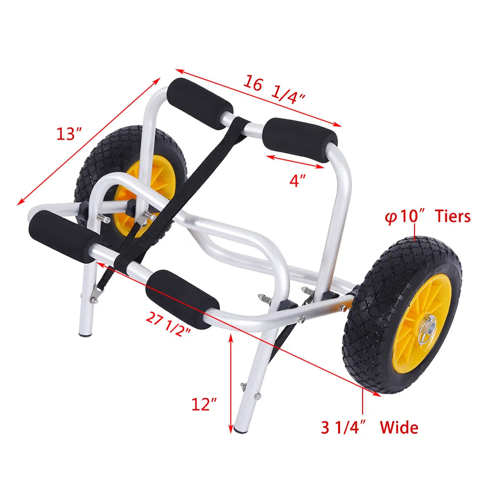 Kayak Cart, Folding Aluminum Canoe Trolley with Removable Wheels – image 5