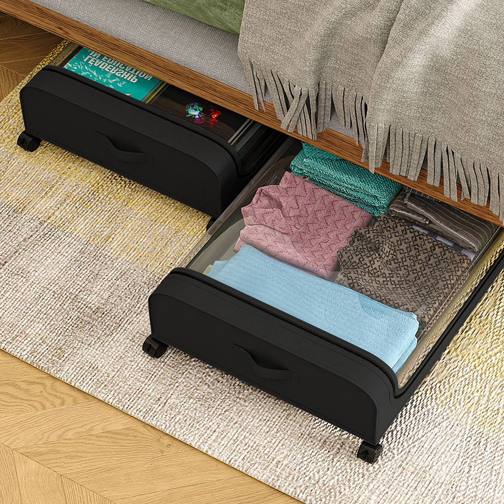 Under Bed Storage Containers 2-Pack with Wheels & Clear Lid – image 3