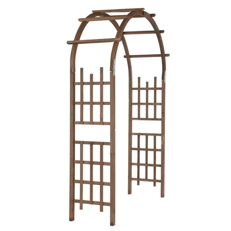 7 Ft Wooden Wedding Arch Arbor With Side Trellis, Dark Brown – image 1