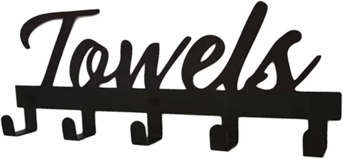Towel Hook Wall Mount – Black Iron Hanger for Bathroom and Closet