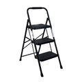 3 Step Ladder, Folding Steel Step Stool with Wide Anti-Slip Pedals