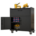 Mobile Metal Garage Cabinet with Drawer and 2 Locking Doors – image 1