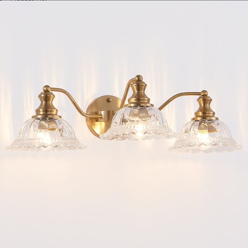 24 Inch 3-Light Vintage Gold Vanity Light with Glass Shades – image 5