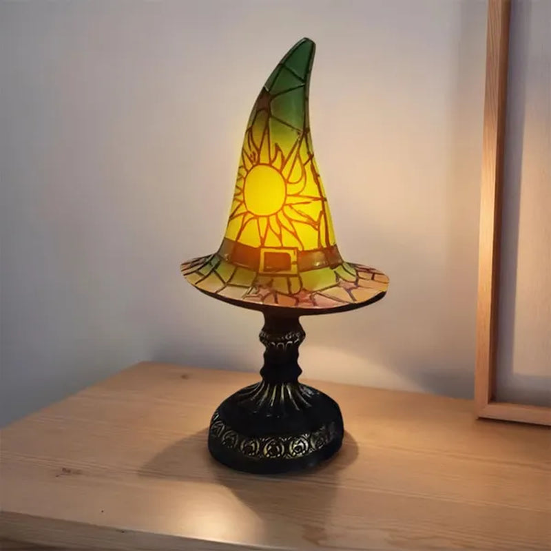 Witch Hat Lamp, Stained Glass Style Halloween Table Light – image 6