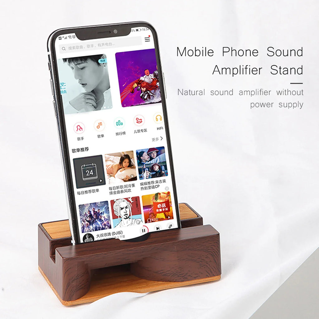 Wooden Phone Stand with Sound Amplifier – image 2