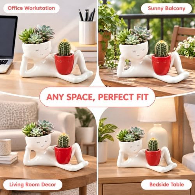 Face Planter Pot - Sleepy Head Succulent Planter – image 6