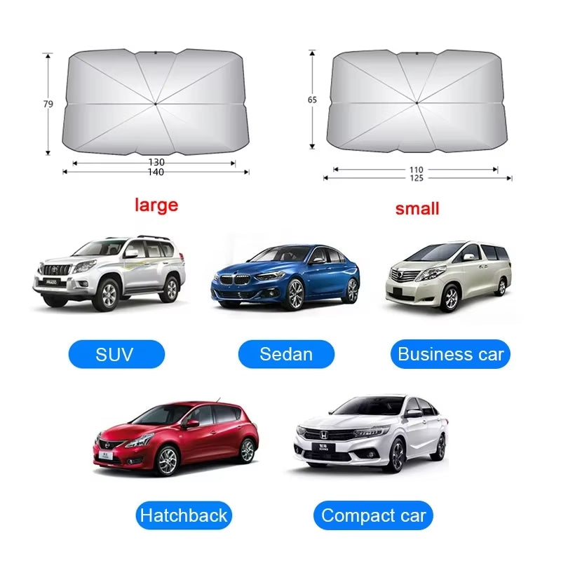 Windshield Sun Shade Umbrella - Foldable Reflective UV Car Sunshade – image 7