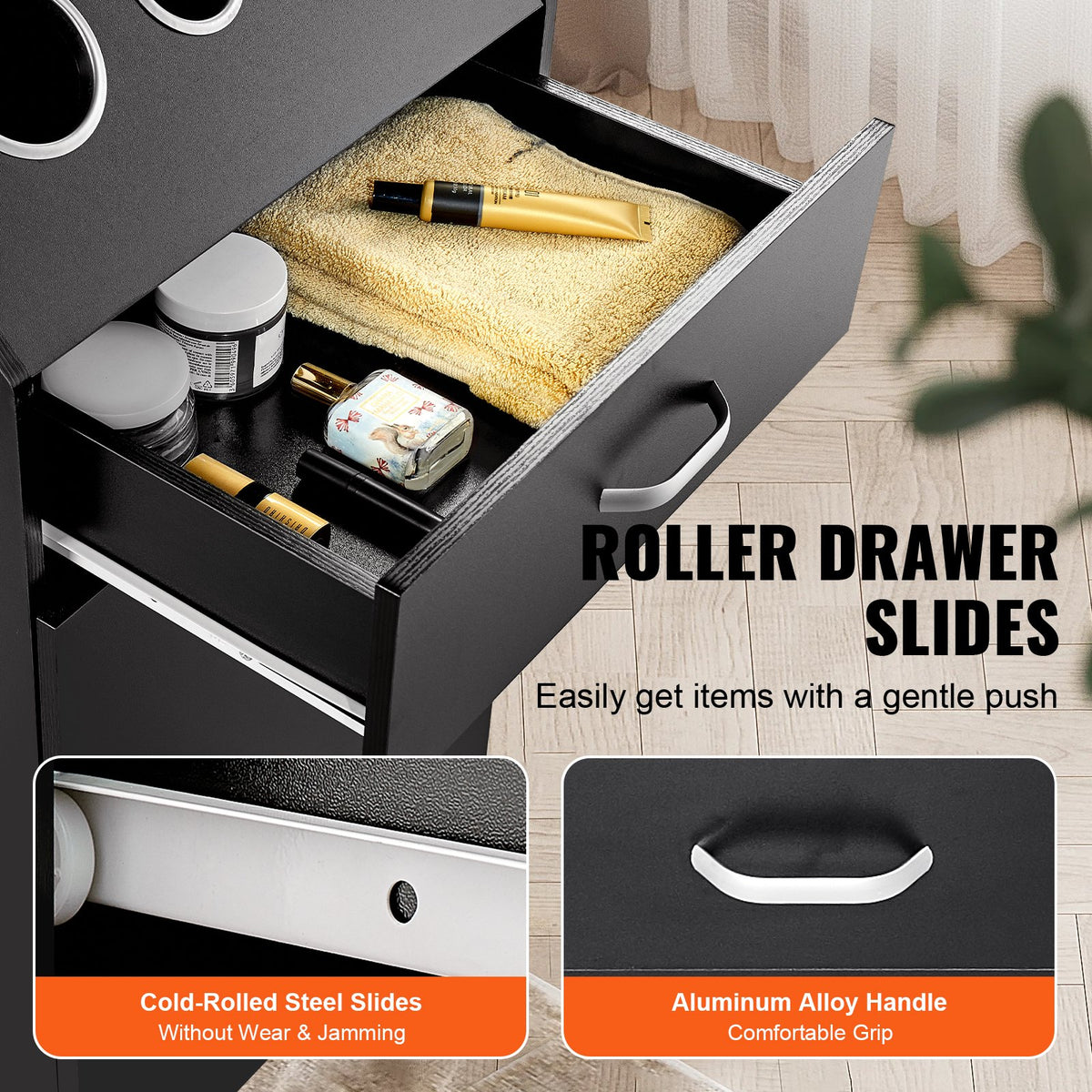 Salon Station Organizer – Cabinet with 3 Hair Dryer Holders, Black – image 5