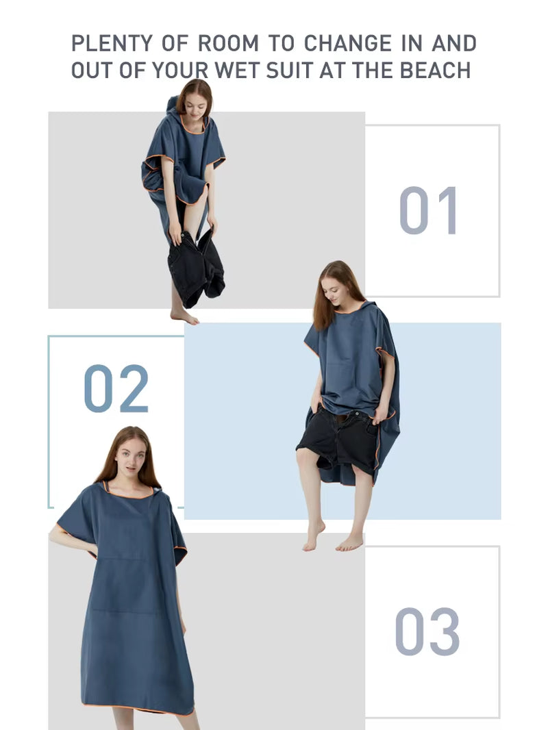 Hooded Microfiber Changing Poncho Towel for Surf, Swim and Travel – image 7