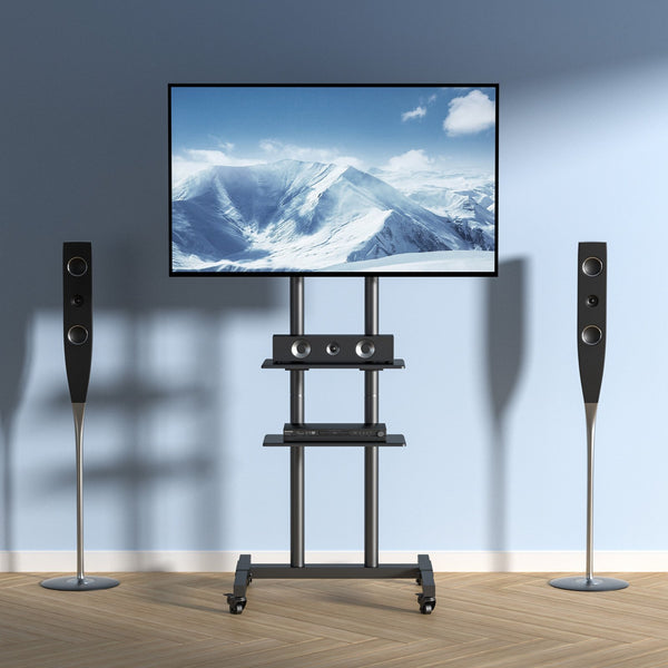 Rolling TV Cart for 32-70 Inch TVs with Dual AV Trays, 132 lb – image 1