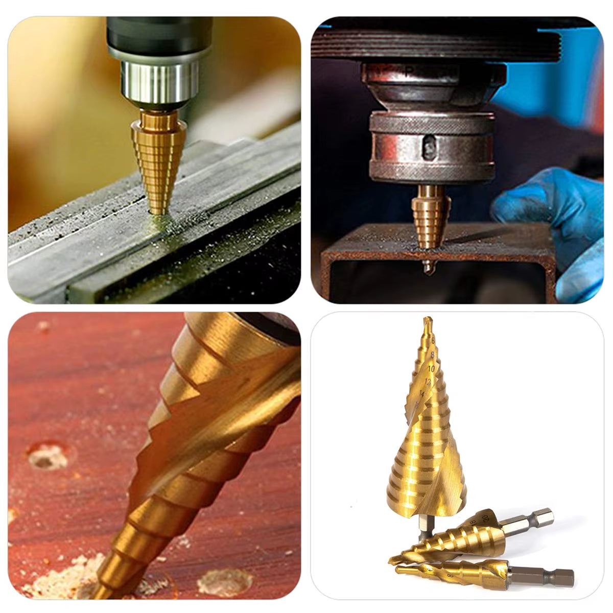 Step Drill Bit Set, Titanium-Coated HSS Cone Bits 4-32 mm – image 6