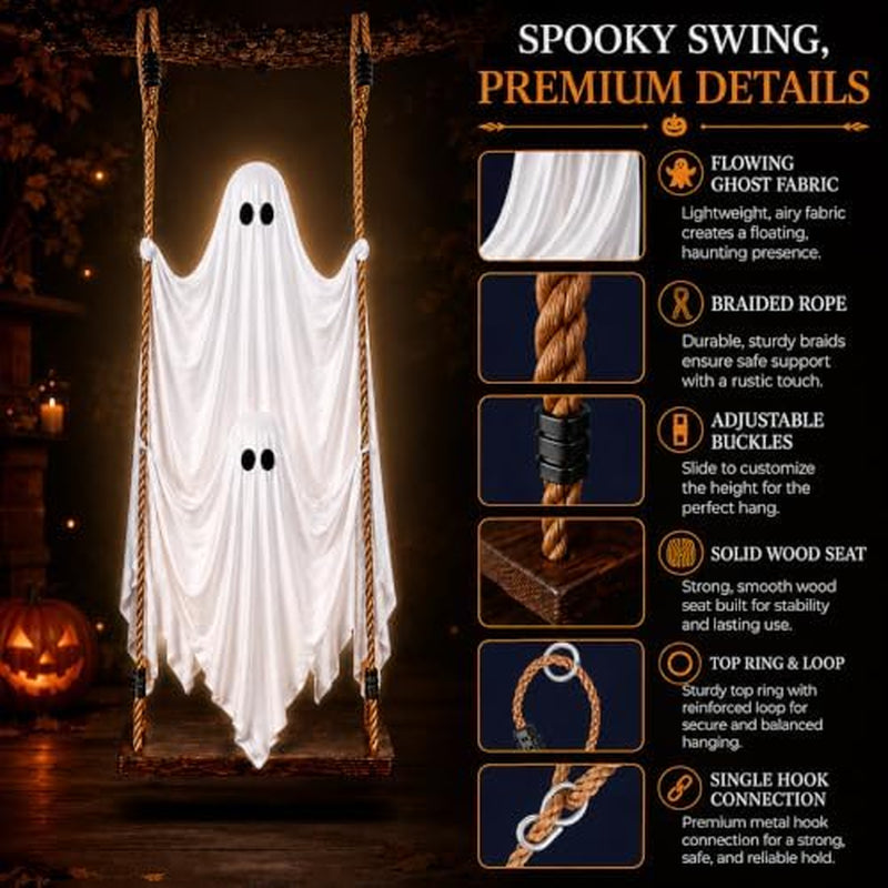 Hanging Ghost Halloween Decorations 5ft Swinging Ghost Set – image 5