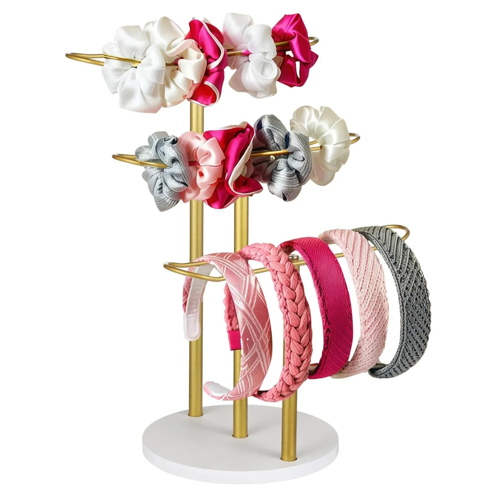 Headband Holder 3-Tier Gold Metal Stand for Bracelets and Clips – image 6